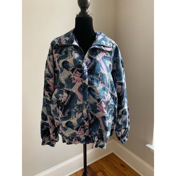 💙VINTAGE 100% SILK 90s WINDBREAKER - Picture 1 of 4